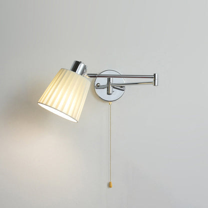 Swing Round Cylinder Iron Fabric 1-Light Wall Sconce Lamp