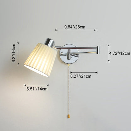 Swing Round Cylinder Iron Fabric 1-Light Wall Sconce Lamp