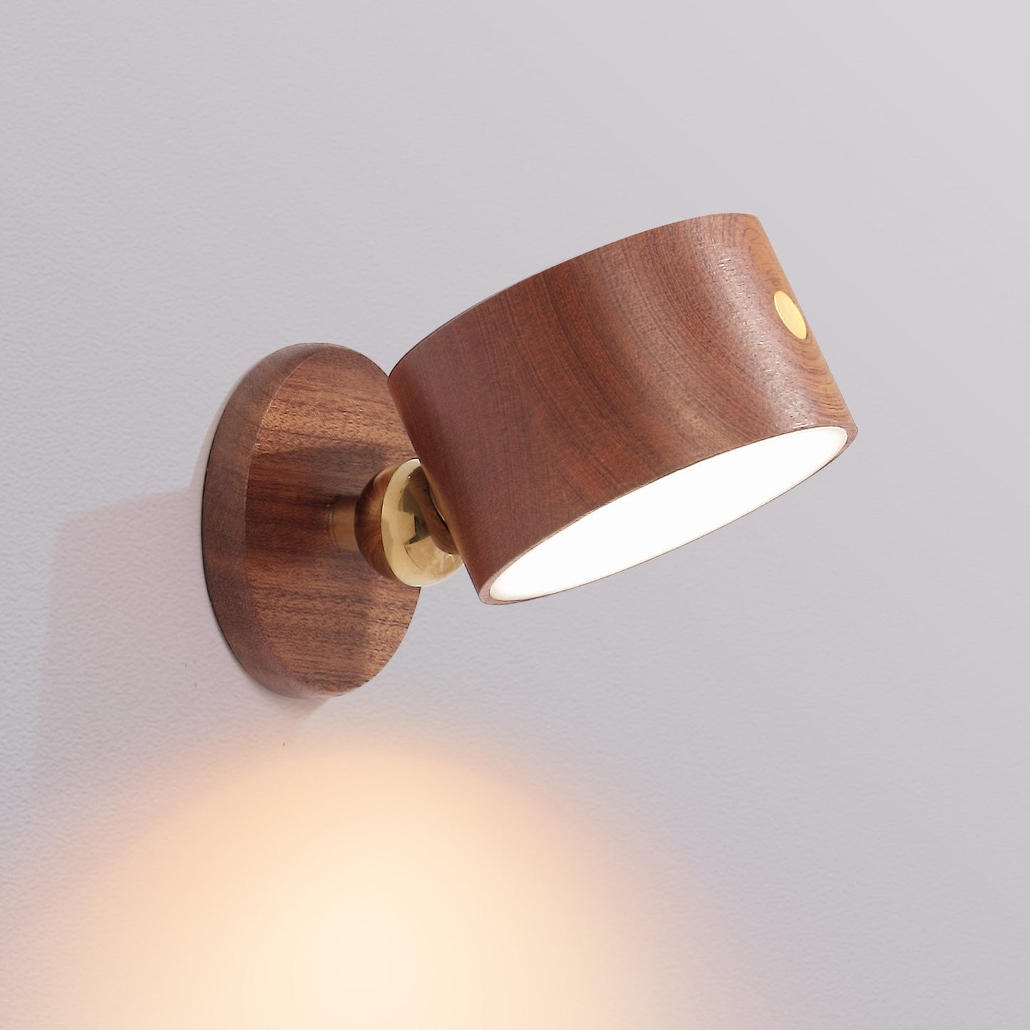 USB Round Metal Solid Wood Plastic LED Wall Sconce Lamp