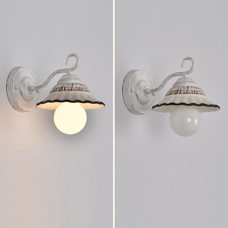 Round Cone Iron Ceramic 1-Light Wall Sconce Lamp