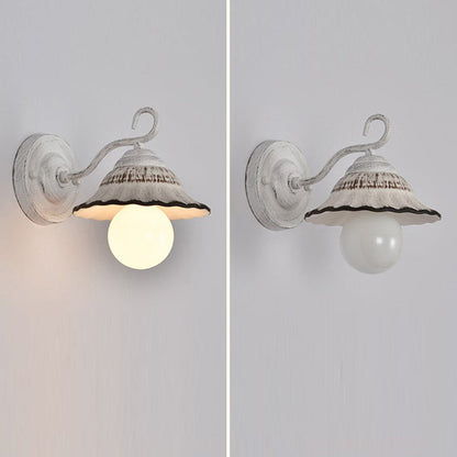 Round Cone Iron Ceramic 1-Light Wall Sconce Lamp