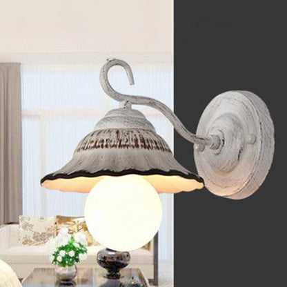 Round Cone Iron Ceramic 1-Light Wall Sconce Lamp