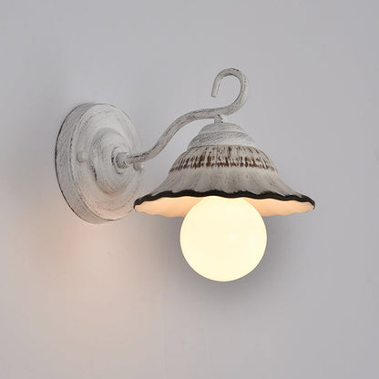 Round Cone Iron Ceramic 1-Light Wall Sconce Lamp