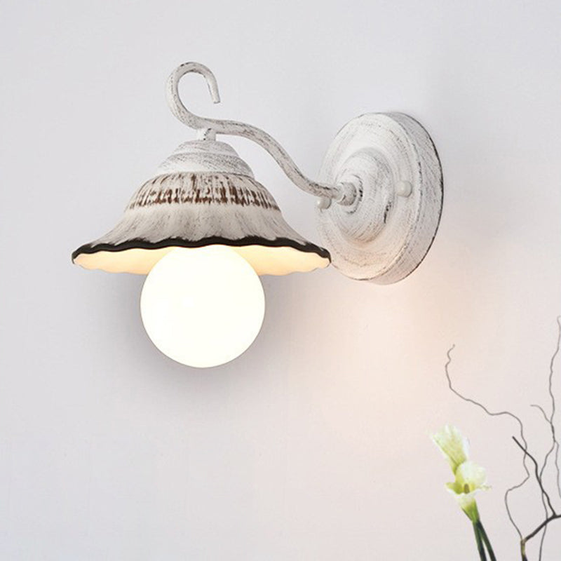 Round Cone Iron Ceramic 1-Light Wall Sconce Lamp