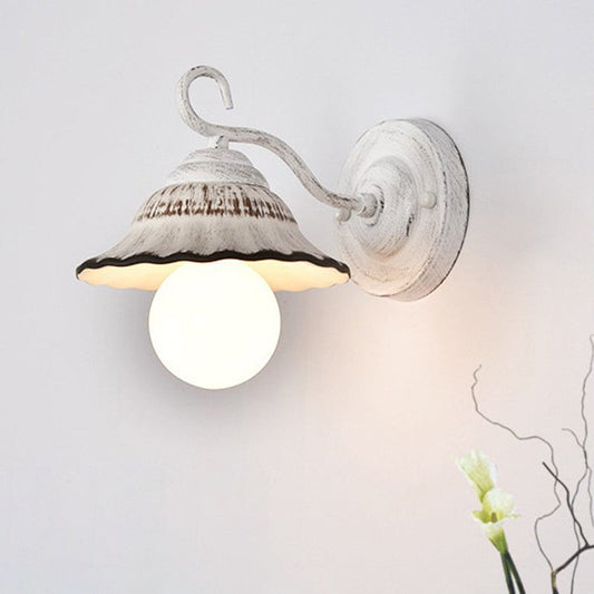 Round Cone Iron Ceramic 1-Light Wall Sconce Lamp