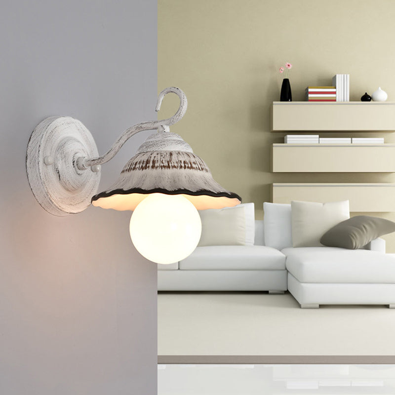 Round Cone Iron Ceramic 1-Light Wall Sconce Lamp