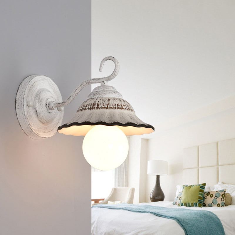 Round Cone Iron Ceramic 1-Light Wall Sconce Lamp