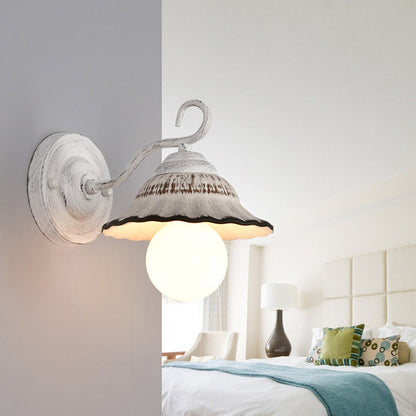 Round Cone Iron Ceramic 1-Light Wall Sconce Lamp