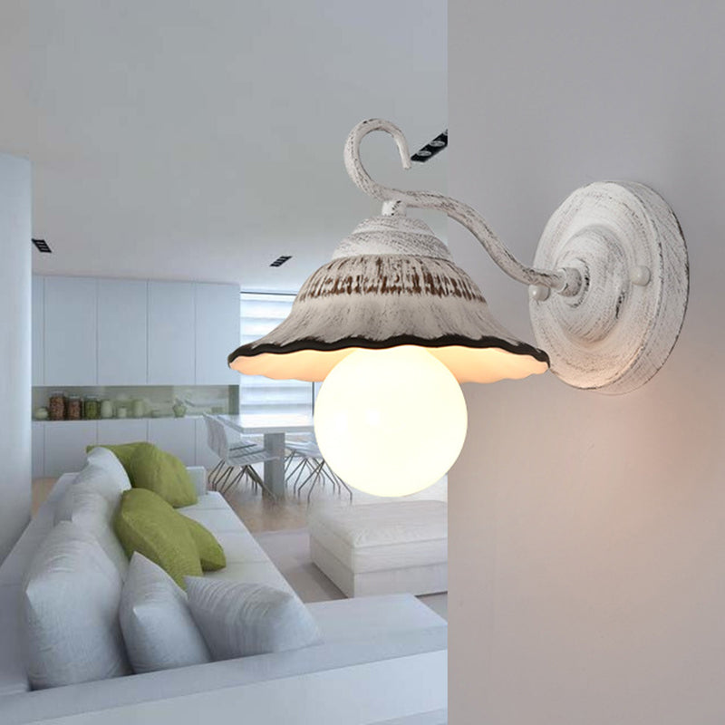 Round Cone Iron Ceramic 1-Light Wall Sconce Lamp