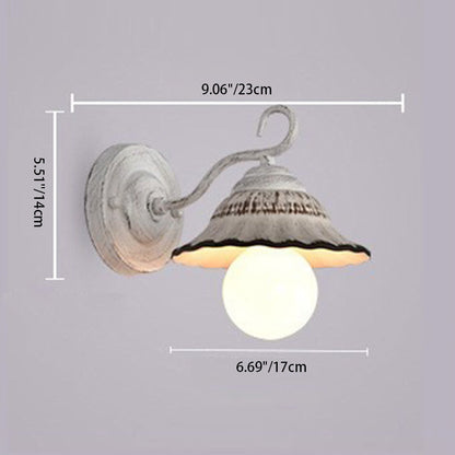 Round Cone Iron Ceramic 1-Light Wall Sconce Lamp