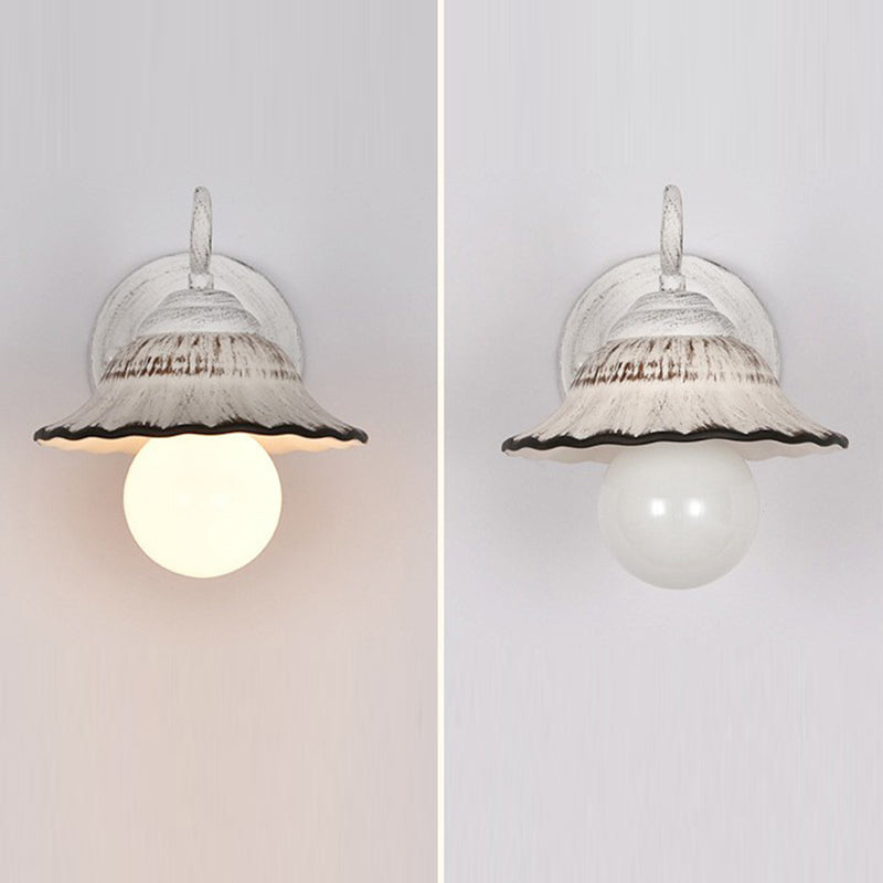 Round Cone Iron Ceramic 1-Light Wall Sconce Lamp
