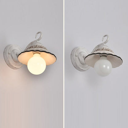 Round Cone Iron Ceramic 1-Light Wall Sconce Lamp