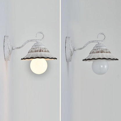 Round Cone Iron Ceramic 1-Light Wall Sconce Lamp