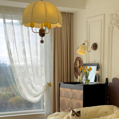 Curved Solid Wood Metal Frame 1-Light Wall Sconce Lamp