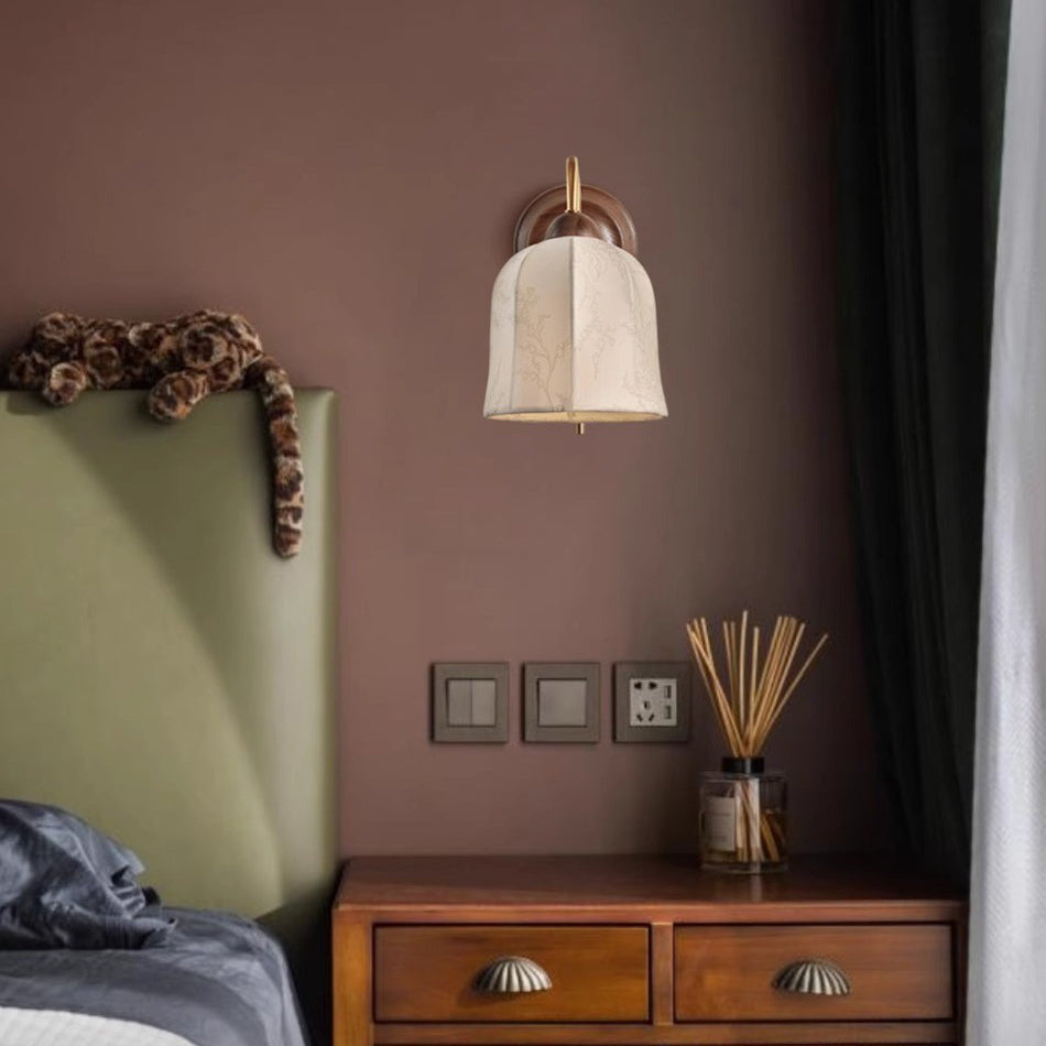 Curved Solid Wood Metal Frame 1-Light Wall Sconce Lamp