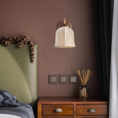 Curved Solid Wood Metal Frame 1-Light Wall Sconce Lamp