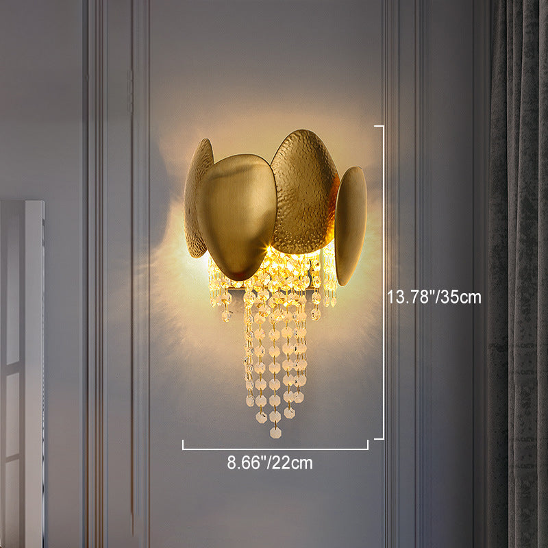 Cylinder Bead String Iron Crystal 2-Light Wall Sconce Lamp