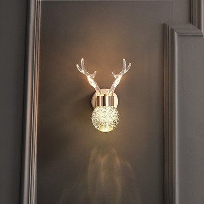 Round Antler Aluminum Crystal Acrylic LED Wall Sconce Lamp
