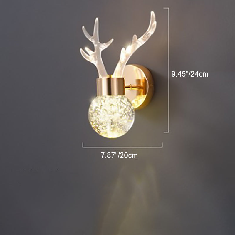 Round Antler Aluminum Crystal Acrylic LED Wall Sconce Lamp