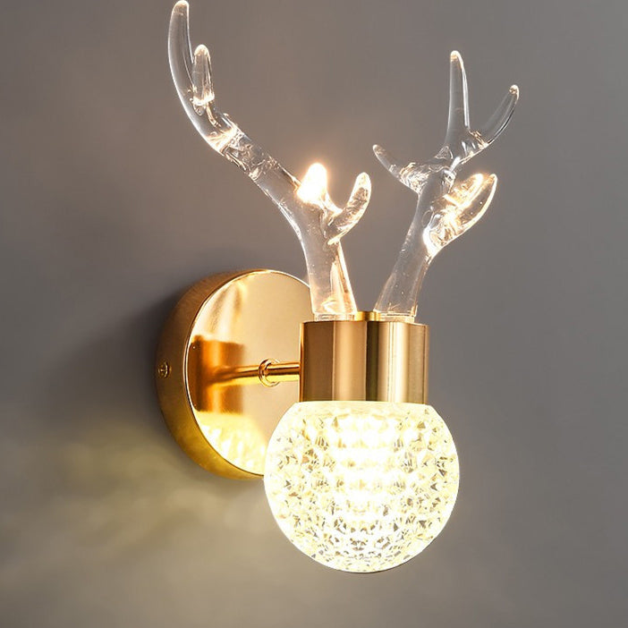 Round Antler Aluminum Crystal Acrylic LED Wall Sconce Lamp