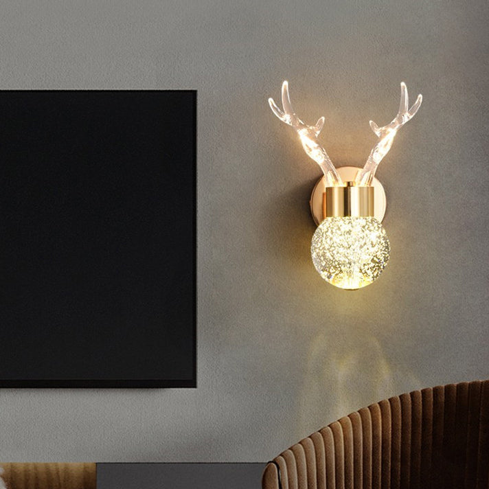 Round Antler Aluminum Crystal Acrylic LED Wall Sconce Lamp