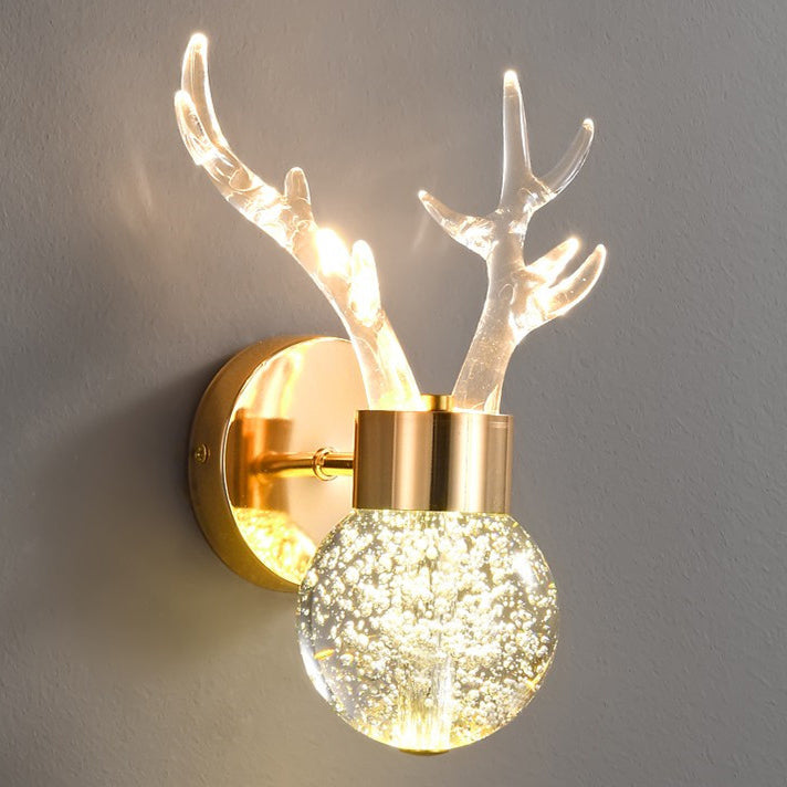 Round Antler Aluminum Crystal Acrylic LED Wall Sconce Lamp