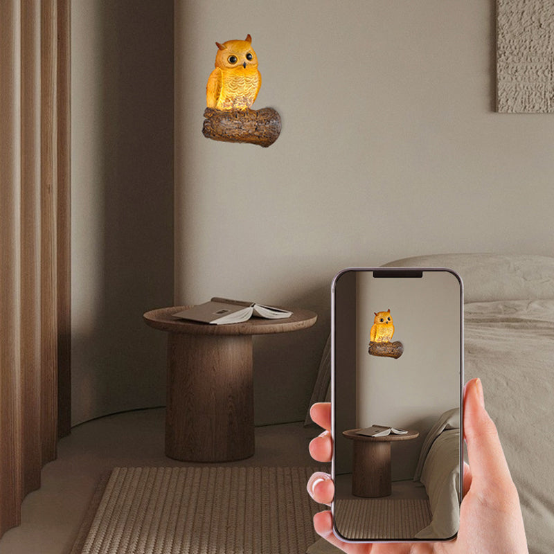 Art Deco Owl Parrot Lizard Resin 1-Light Wall Sconce Lamp