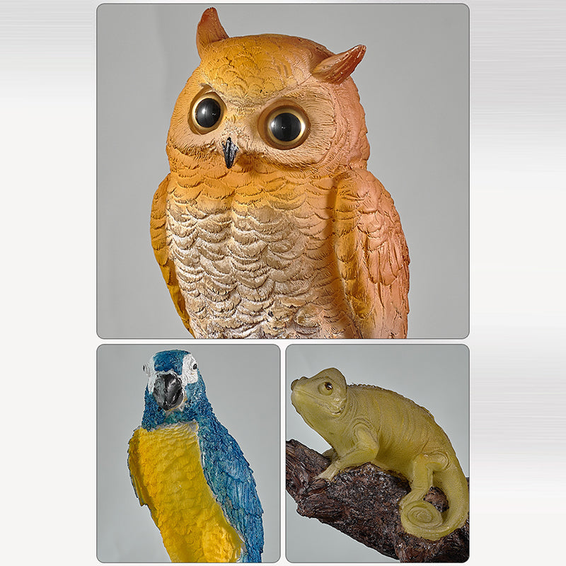 Art Deco Owl Parrot Lizard Resin 1-Light Wall Sconce Lamp