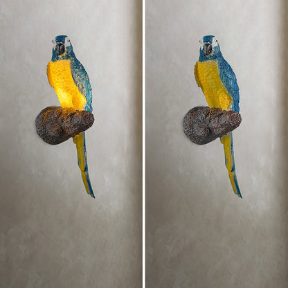 Art Deco Owl Parrot Lizard Resin 1-Light Wall Sconce Lamp