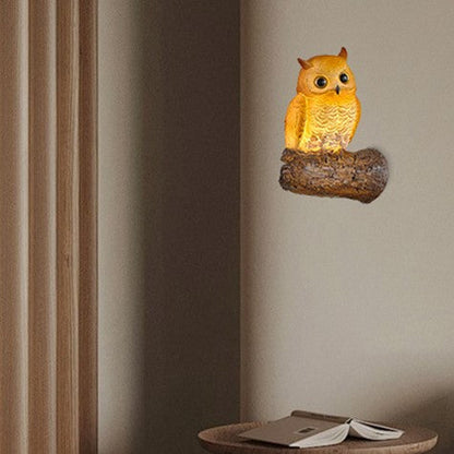 Art Deco Owl Parrot Lizard Resin 1-Light Wall Sconce Lamp