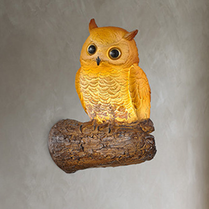 Art Deco Owl Parrot Lizard Resin 1-Light Wall Sconce Lamp