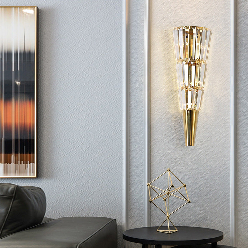 Cone Stainless Steel Crystal 3/5/7 Light Wall Sconce Lamp