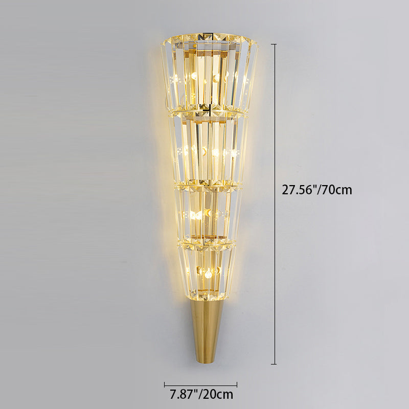 Cone Stainless Steel Crystal 3/5/7 Light Wall Sconce Lamp