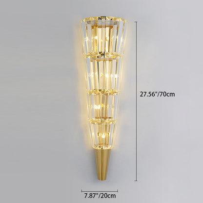 Cone Stainless Steel Crystal 3/5/7 Light Wall Sconce Lamp