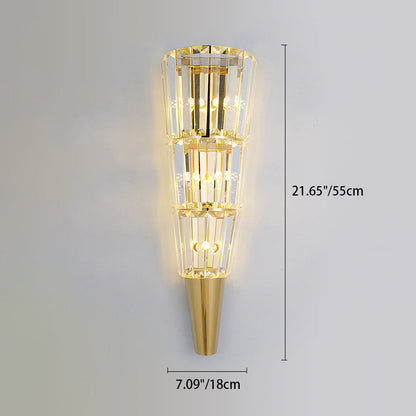 Cone Stainless Steel Crystal 3/5/7 Light Wall Sconce Lamp