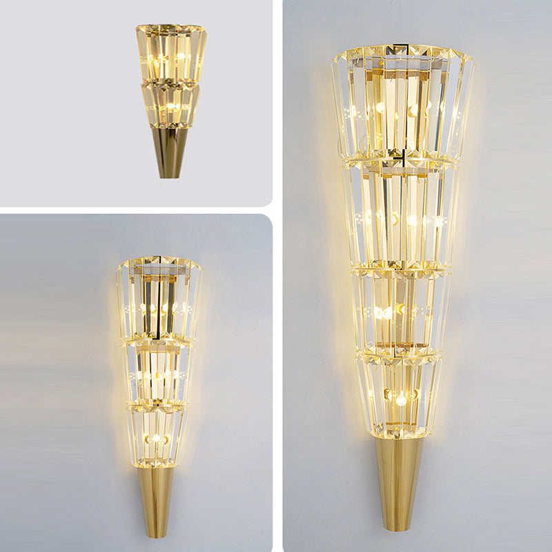 Cone Stainless Steel Crystal 3/5/7 Light Wall Sconce Lamp