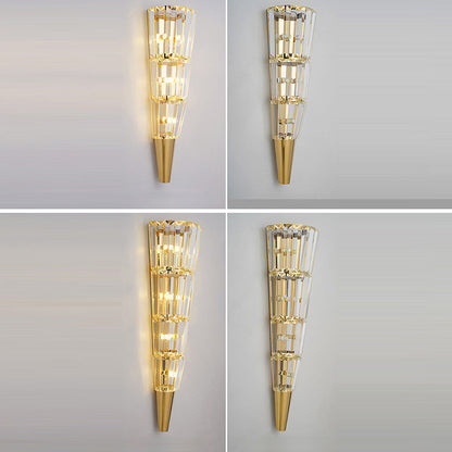 Cone Stainless Steel Crystal 3/5/7 Light Wall Sconce Lamp