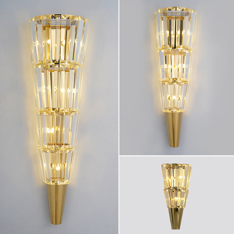 Cone Stainless Steel Crystal 3/5/7 Light Wall Sconce Lamp