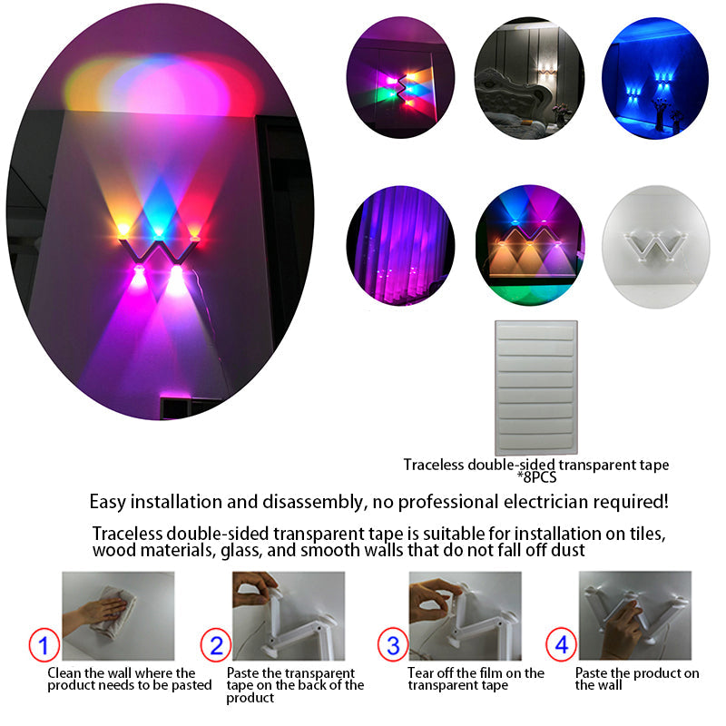 Minimalist Line W Shape ABS Acrylic LED Wall Sconce Lamp