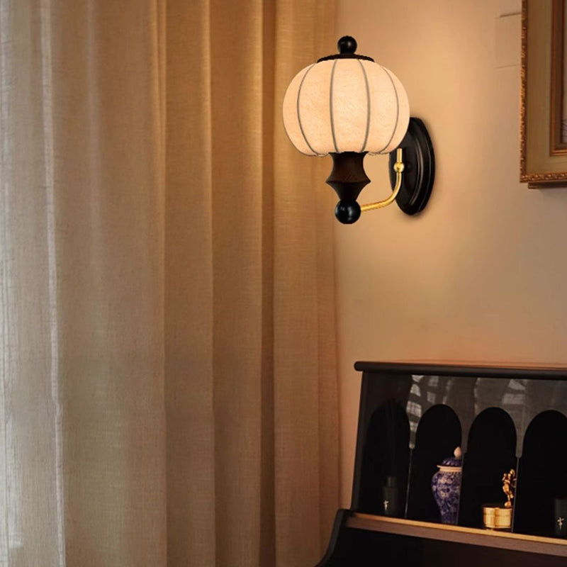 Oval Resin Iron Acrylic Fabric 1-Light Wall Sconce Lamp
