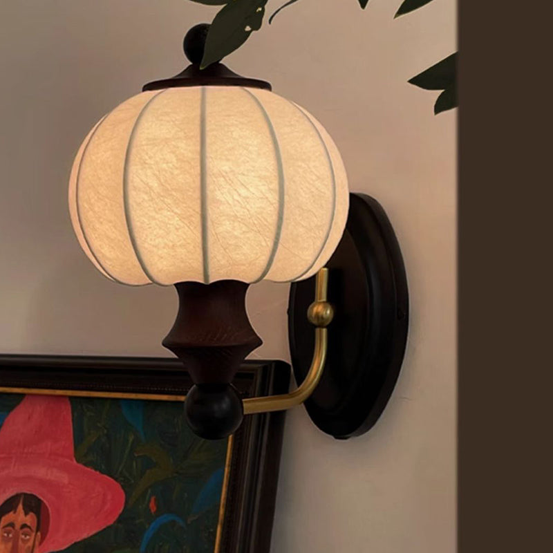 Oval Resin Iron Acrylic Fabric 1-Light Wall Sconce Lamp