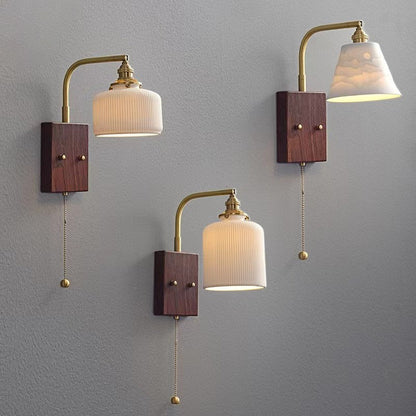 Round Trapezoidal Copper Ceramic 1-Light Wall Sconce Lamp