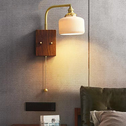Round Trapezoidal Copper Ceramic 1-Light Wall Sconce Lamp
