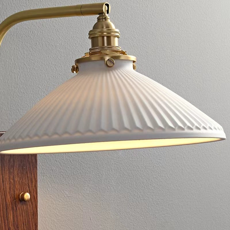 Round Trapezoidal Copper Ceramic 1-Light Wall Sconce Lamp