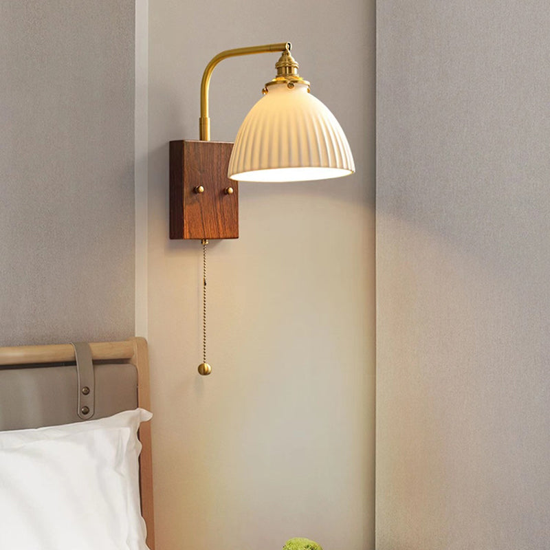 Round Trapezoidal Copper Ceramic 1-Light Wall Sconce Lamp