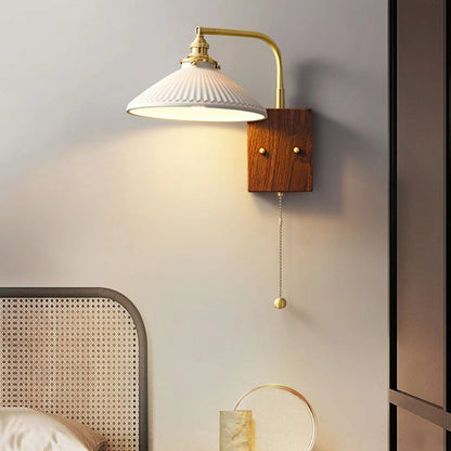 Round Trapezoidal Copper Ceramic 1-Light Wall Sconce Lamp