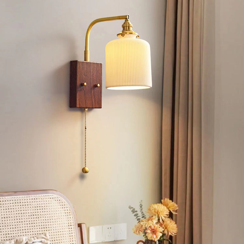Round Trapezoidal Copper Ceramic 1-Light Wall Sconce Lamp
