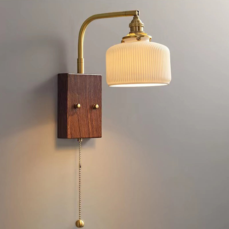 Round Trapezoidal Copper Ceramic 1-Light Wall Sconce Lamp