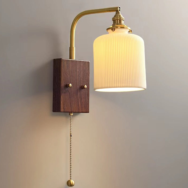 Round Trapezoidal Copper Ceramic 1-Light Wall Sconce Lamp
