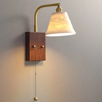 Round Trapezoidal Copper Ceramic 1-Light Wall Sconce Lamp